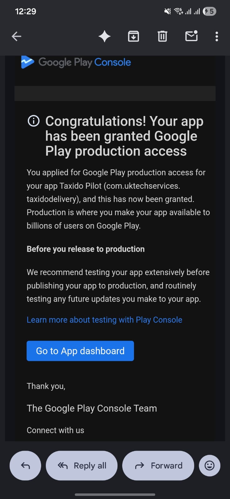 Closed testing requirements met and app published