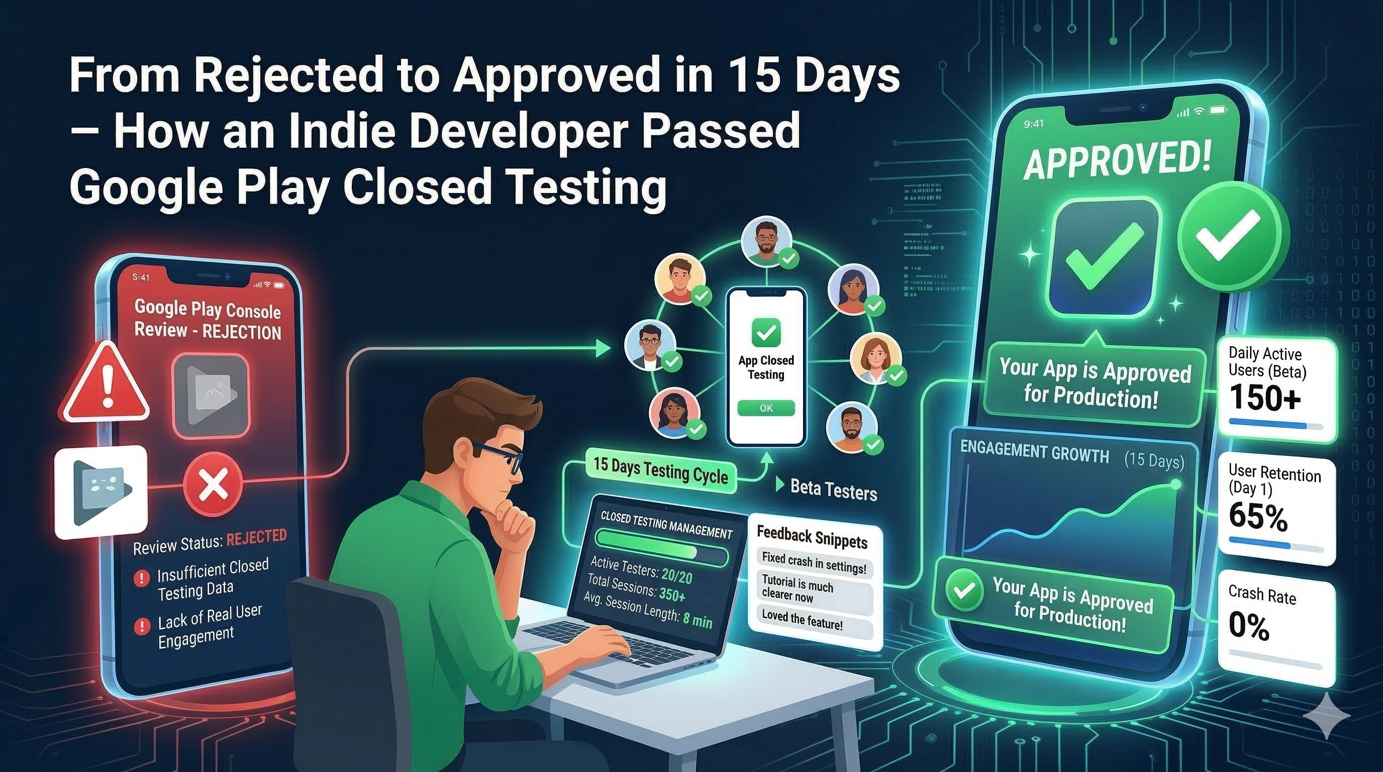 Case study showing how an app passed closed testing in 15 days